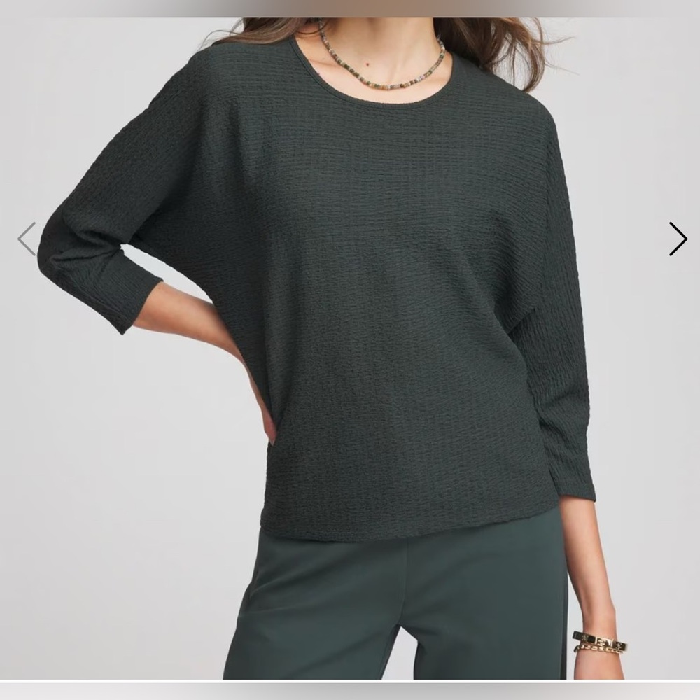Chico’s Women’s Textured Tapered Hem Top in Spruce (green)| Size: 3